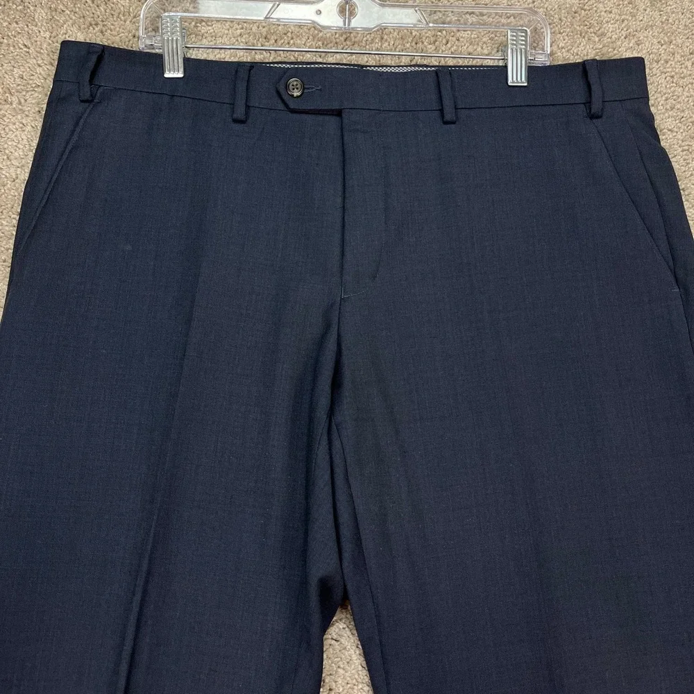Chaps Pants Mens 38x29 Navy Blue Straight Leg Stretch Waistband Flat Front EUC - Picture 2 of 9